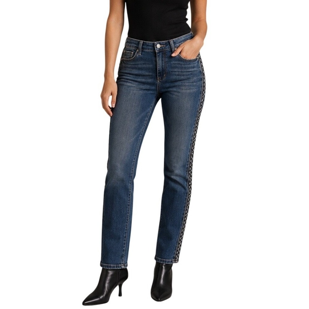Judy Blue High Rise Relaxed Fit Braided Side Stripe Skinny Jeans Women's 5/27